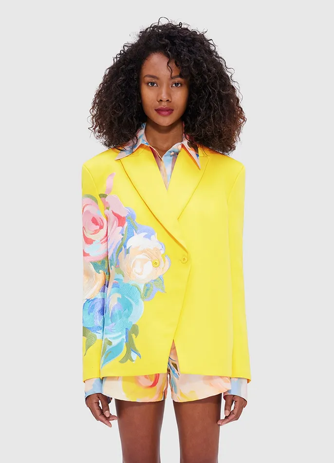 Jocelyn Embroidered Split Blazer 8211 Bouquet Print Coats and Jackets LEO LIN Women