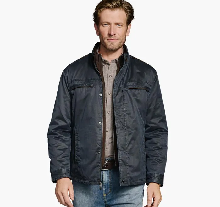 Johnston and Murphy Antique Cotton Jacket Navy Men Coats Jackets and Vests