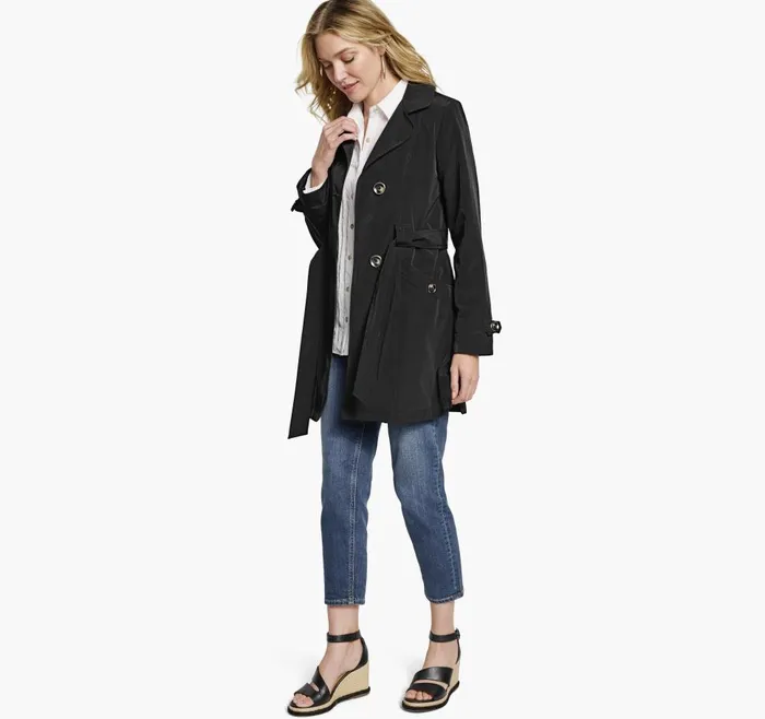 Johnston and Murphy Belted Trench Coat Black Women Coats Jackets and Vests Johnston and Murphy Belted Trench Coat Black Women Coats Jackets and Vests