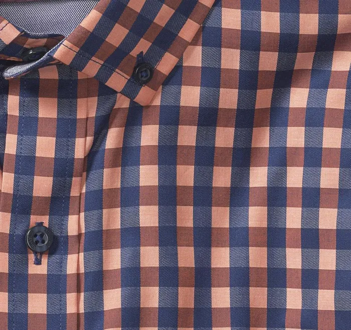 Johnston and Murphy ButtonCollar Premium Cotton Shirt Rustnavy Dark Twill Gingham Men Shirts Johnston and Murphy ButtonCollar Premium Cotton Shirt Rustnavy Dark Twill Gingham Men Shirts