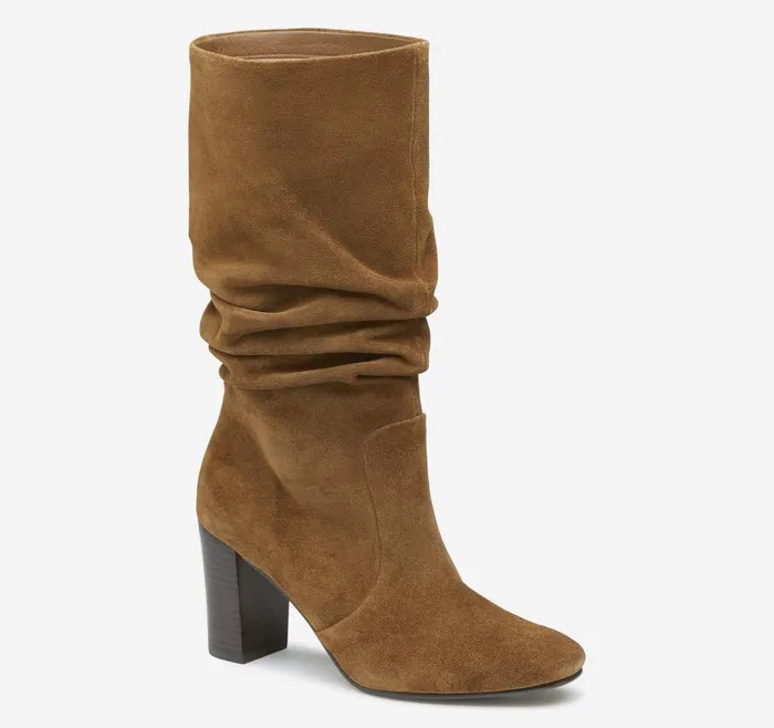 Johnston and Murphy Charlotte Slouch Boot Whiskey Suede Women Boots and Booties