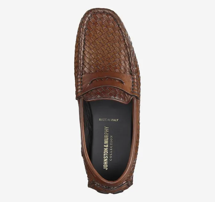Johnston and Murphy Dayton Woven Penny Brown Italian Calfskin Men SlipOns Johnston and Murphy Dayton Woven Penny Brown Italian Calfskin Men SlipOns