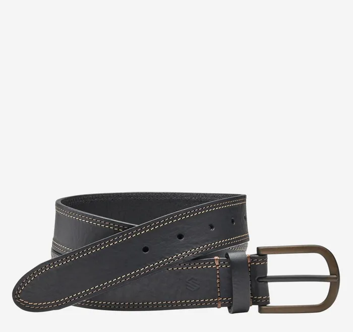 Johnston and Murphy Double Contrast Stitched Belt Black Men Belts