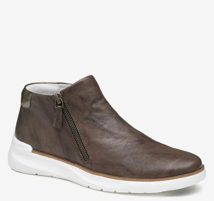 Johnston and Murphy Emery Zip Bootie Dark Taupe Washed Italian Sheepskin Women Boots and Booties Johnston and Murphy Emery Zip Bootie Dark Taupe Washed Italian Sheepskin Women Boots and Booties
