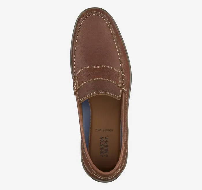 Johnston and Murphy Emmett Penny Dark Tan Full Grain Men SlipOns Johnston and Murphy Emmett Penny Dark Tan Full Grain Men SlipOns