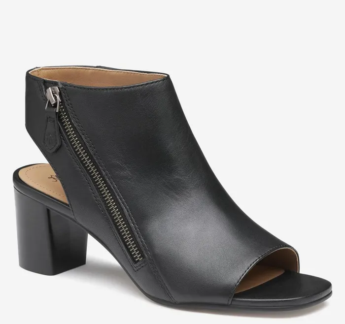 Johnston and Murphy Evelyn SideZip Bootie Black Glove Leather Women Boots and Booties Johnston and Murphy Evelyn SideZip Bootie Black Glove Leather Women Boots and Booties