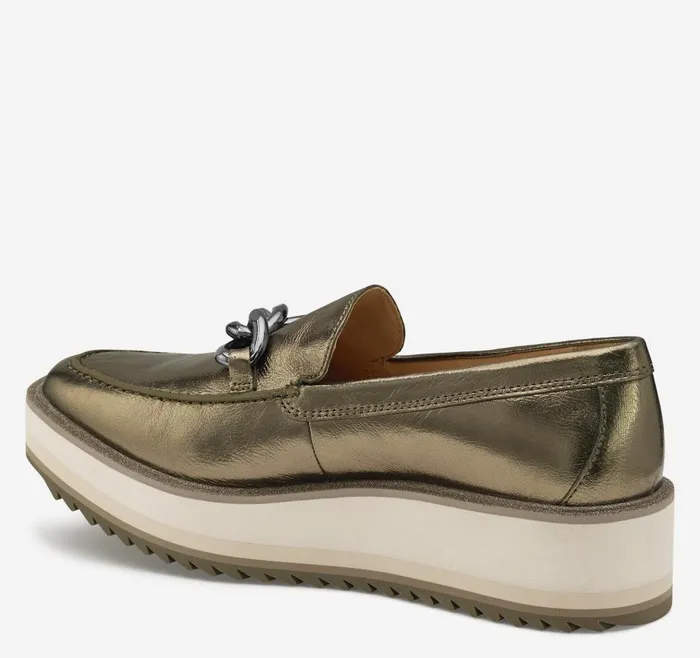 Johnston and Murphy Gracelyn Chain Loafer Bronze Metallic Sheepskin Women Mules and Loafers Johnston and Murphy Gracelyn Chain Loafer Bronze Metallic Sheepskin Women Mules and Loafers