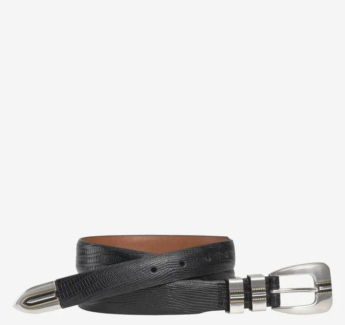 Johnston and Murphy LizardGrain Ranger Belt Black Men Belts