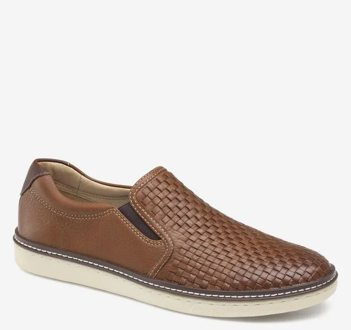 Johnston and Murphy McGuffey Woven SlipOn Tan Full Grain Leather Men SlipOns