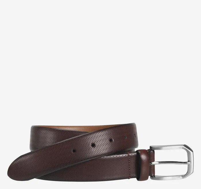 Johnston and Murphy Micro Perf Belt Burgundy Men Belts