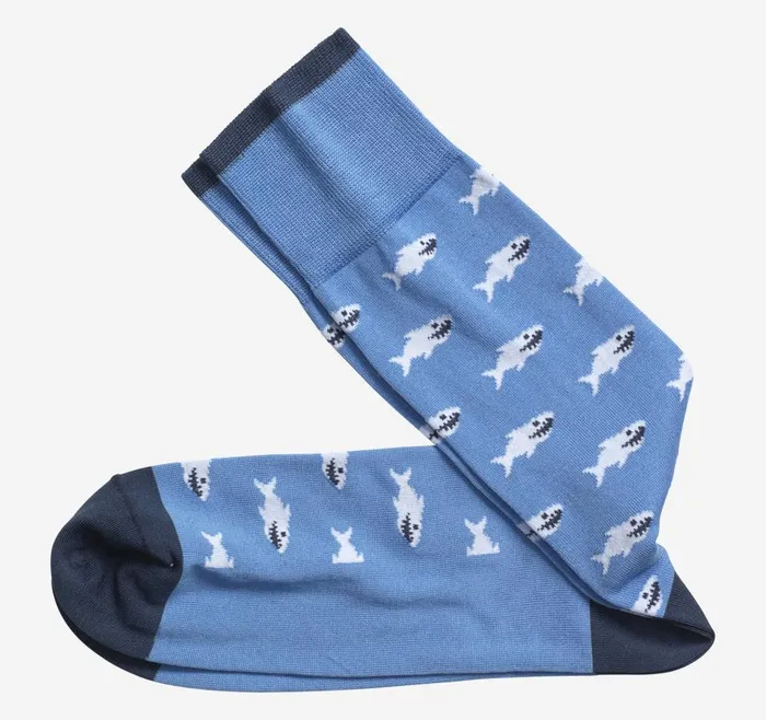 Johnston and Murphy Novelty Socks Blue Shark Men Socks