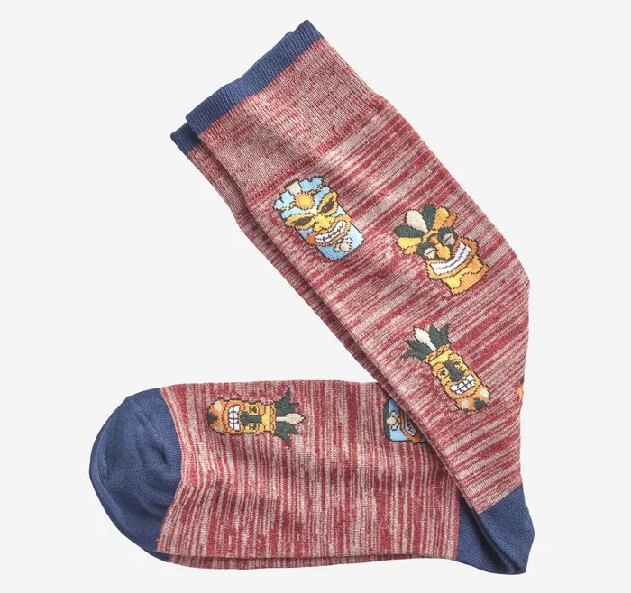 Johnston and Murphy Novelty Socks Pink Tiki Head Men Socks