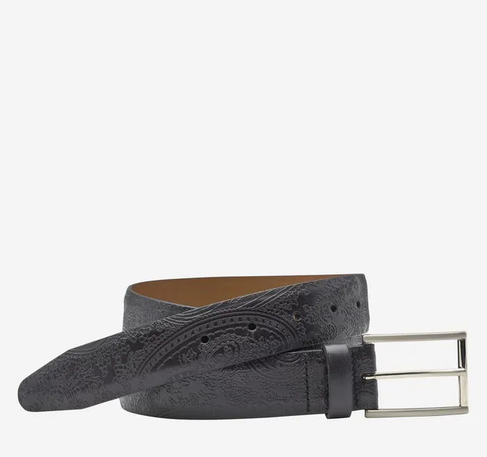 Johnston and Murphy Paisley Dress Belt Black Men Belts