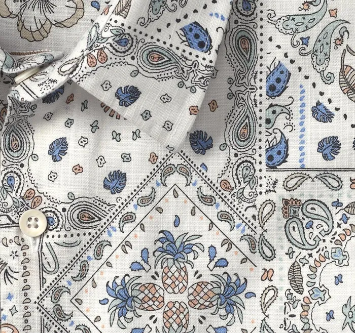 Johnston and Murphy Print Camp Shirt White Multi Bandana Men ShortSleeve Shirts Johnston and Murphy Print Camp Shirt White Multi Bandana Men ShortSleeve Shirts