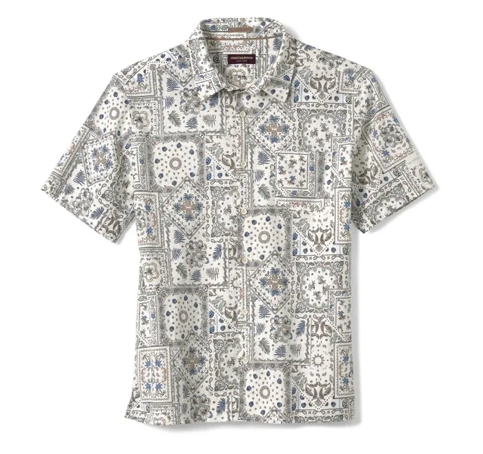 Johnston and Murphy Print Camp Shirt White Multi Bandana Men ShortSleeve Shirts Johnston and Murphy Print Camp Shirt White Multi Bandana Men ShortSleeve Shirts