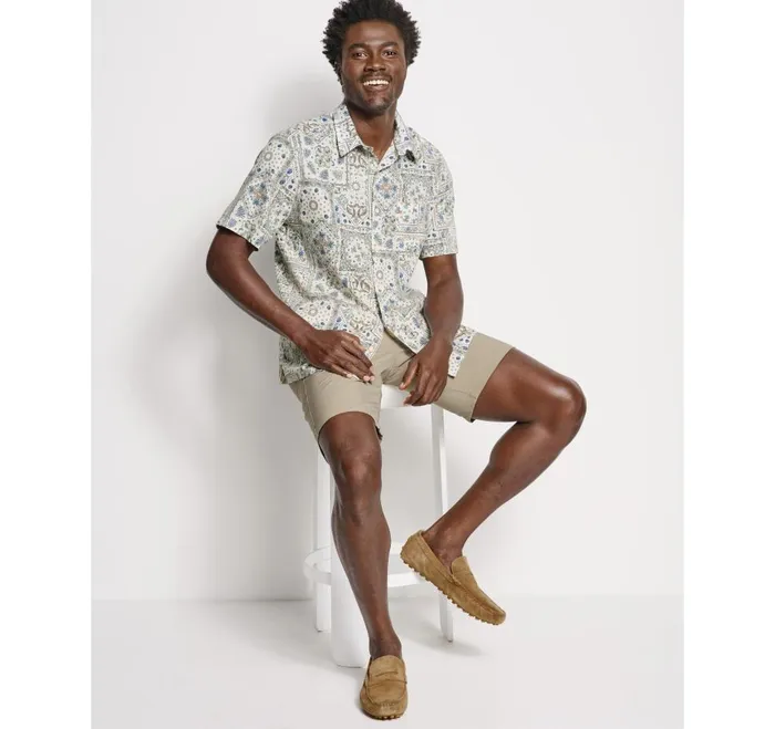 Johnston and Murphy Print Camp Shirt White Multi Bandana Men ShortSleeve Shirts Johnston and Murphy Print Camp Shirt White Multi Bandana Men ShortSleeve Shirts
