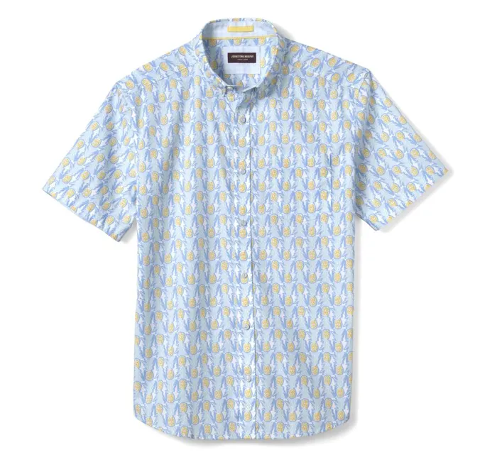 Johnston and Murphy Printed Cotton ShortSleeve Shirt Bluemulti Pineapple Men ShortSleeve Shirts Johnston and Murphy Printed Cotton ShortSleeve Shirt Bluemulti Pineapple Men ShortSleeve Shirts