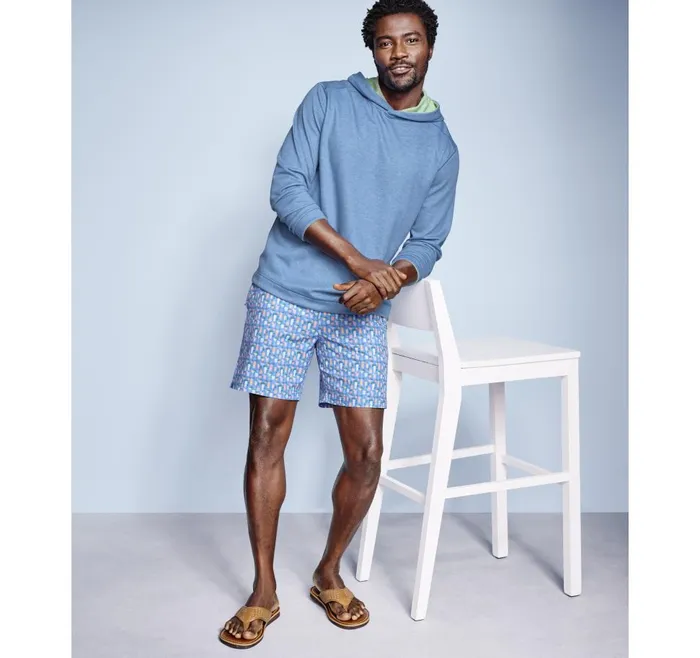 Johnston and Murphy Reversible Knit Hoodie Bluelime Men Loungewear
