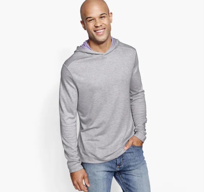 Johnston and Murphy Reversible Knit Hoodie Graylavender Men Loungewear