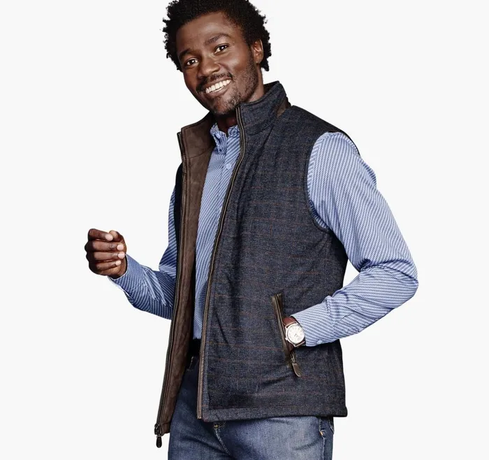 Johnston and Murphy Reversible Vest Navy Plaidbrown Men Coats Jackets and Vests