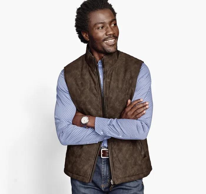 Johnston and Murphy Reversible Vest Navy Plaidbrown Men Coats Jackets and Vests