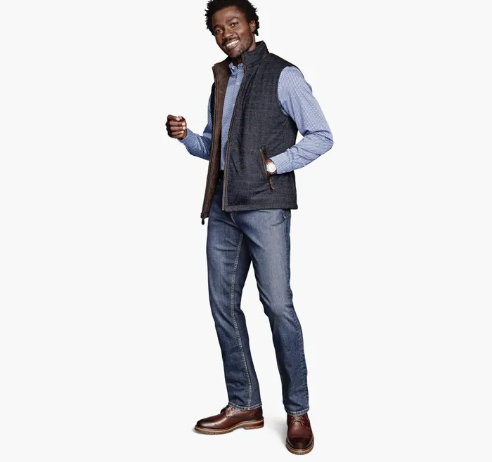 Johnston and Murphy Reversible Vest Navy Plaidbrown Men Coats Jackets and Vests