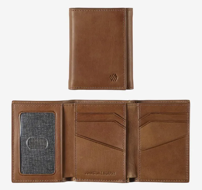 Johnston and Murphy Rhodes Trifold Wallet Tan Full Grain Men Wallets