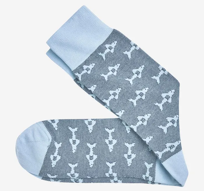 Johnston and Murphy Shark Pindot Socks Light Blue Men Socks