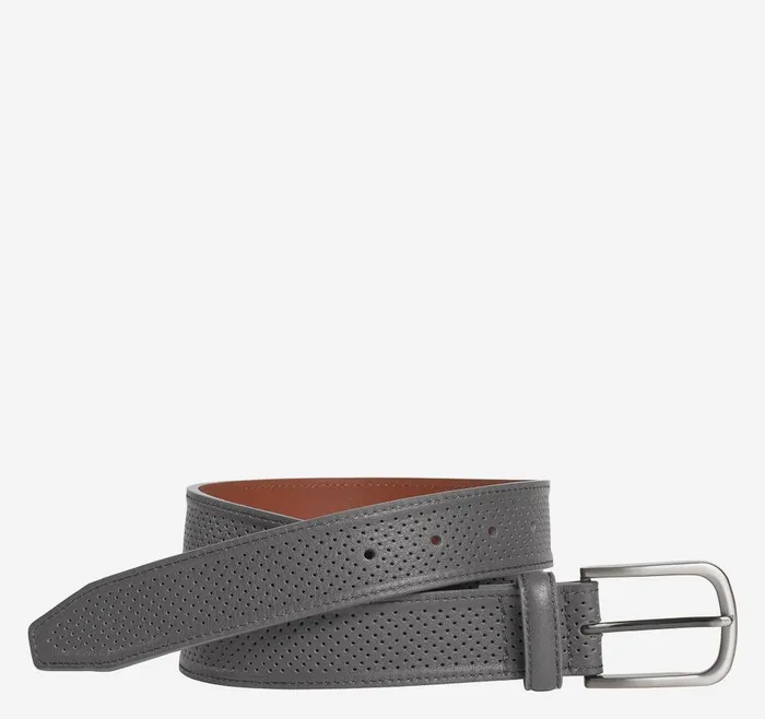 Johnston and Murphy Soft Perforated Leather Belt Gray Men Belts