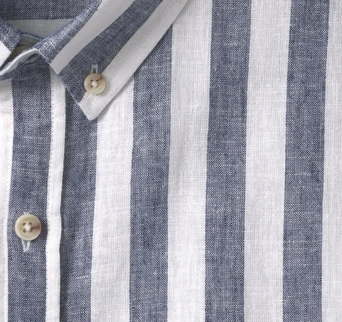 Johnston and Murphy Stripe LinenBlend Shirt Navy Stripe Men ShortSleeve Shirts Johnston and Murphy Stripe LinenBlend Shirt Navy Stripe Men ShortSleeve Shirts