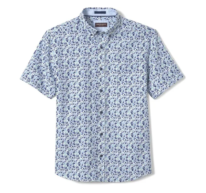 Johnston and Murphy Textured Cotton ShortSleeve Shirt Mint Droplet Men ShortSleeve Shirts Johnston and Murphy Textured Cotton ShortSleeve Shirt Mint Droplet Men ShortSleeve Shirts