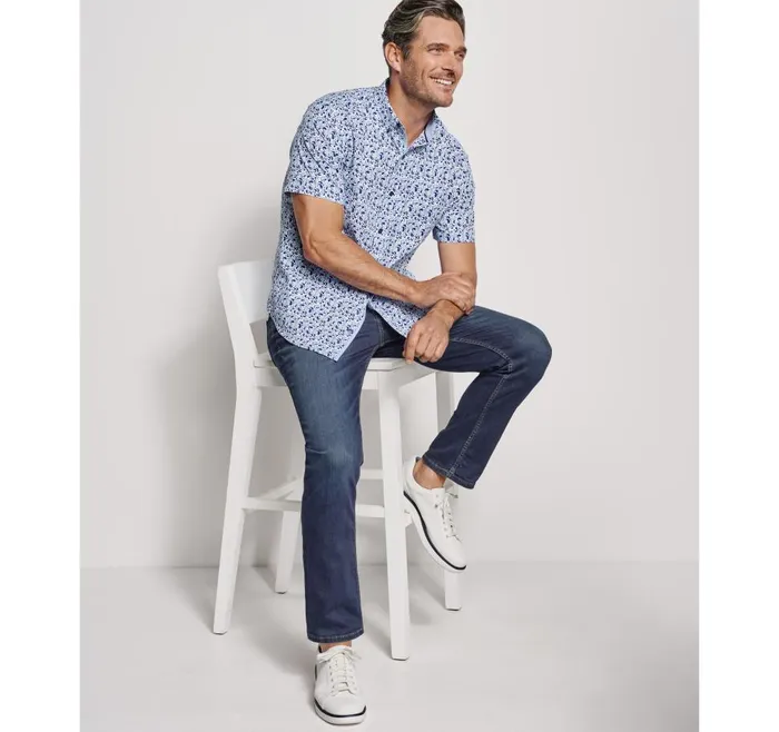 Johnston and Murphy Textured Cotton ShortSleeve Shirt Mint Droplet Men ShortSleeve Shirts Johnston and Murphy Textured Cotton ShortSleeve Shirt Mint Droplet Men ShortSleeve Shirts