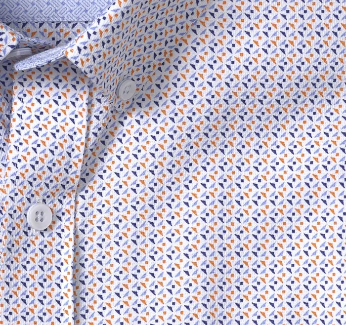 Johnston and Murphy Textured Cotton ShortSleeve Shirt Orange Triangle Dot Men ShortSleeve Shirts