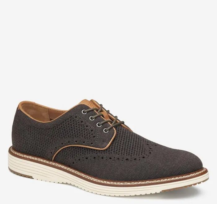 Johnston and Murphy Upton Knit Wingtip Brown Heathered Knit Men LaceUps