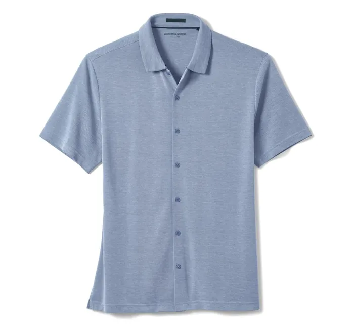 Johnston and Murphy Vintage Birdseye ButtonFront Shirt Blue Men ShortSleeve Shirts Johnston and Murphy Vintage Birdseye ButtonFront Shirt Blue Men ShortSleeve Shirts