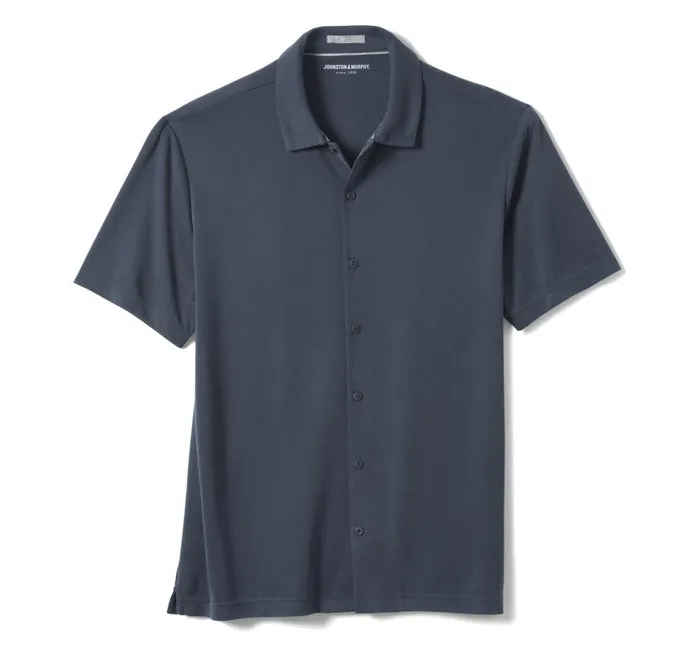 Johnston and Murphy Vintage Birdseye ButtonFront Shirt Navy Men ShortSleeve Shirts Johnston and Murphy Vintage Birdseye ButtonFront Shirt Navy Men ShortSleeve Shirts