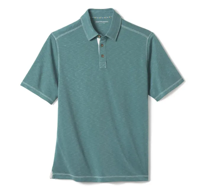 Johnston and Murphy Vintage Slub Polo Green Men Polos and Tees Johnston and Murphy Vintage Slub Polo Green Men Polos and Tees