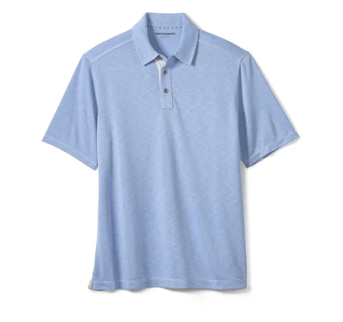 Johnston and Murphy Vintage Slub Polo Light Blue Men Polos and Tees Johnston and Murphy Vintage Slub Polo Light Blue Men Polos and Tees