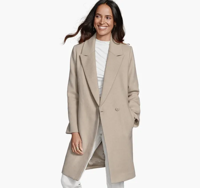 Johnston and Murphy WoolBlend Coat With Removable Knit Collar Taupe Women Coats Jackets and Vests Johnston and Murphy WoolBlend Coat With Removable Knit Collar Taupe Women Coats Jackets and Vests