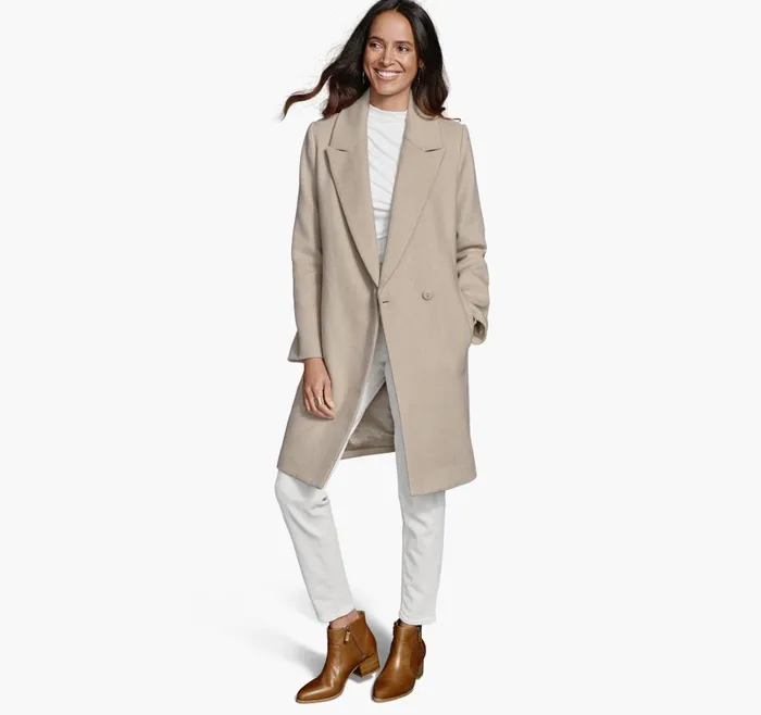 Johnston and Murphy WoolBlend Coat With Removable Knit Collar Taupe Women Coats Jackets and Vests Johnston and Murphy WoolBlend Coat With Removable Knit Collar Taupe Women Coats Jackets and Vests