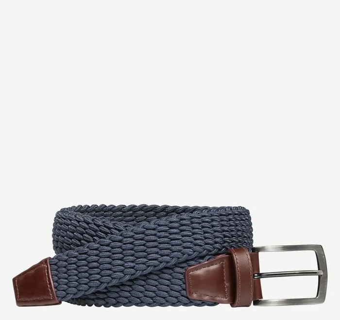 Johnston and Murphy Woven StretchKnit Belt Navy Men Belts