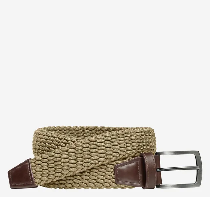 Johnston and Murphy Woven StretchKnit Belt Tan Men Belts