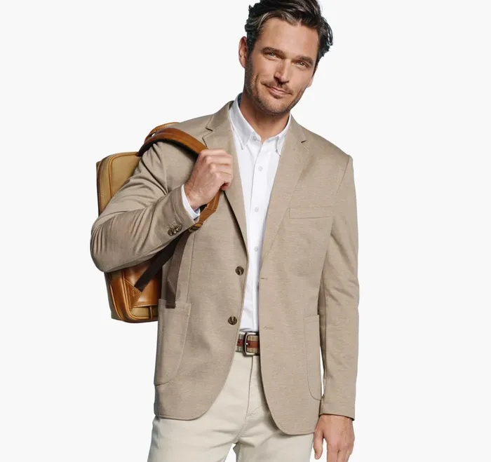 Johnston and Murphy XC Flex Knit Blazer Tan Twill Men Blazers