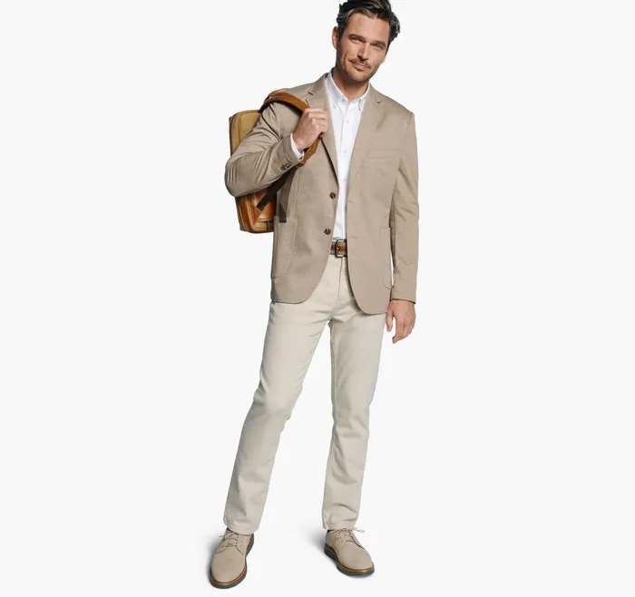 Johnston and Murphy XC Flex Knit Blazer Tan Twill Men Blazers Johnston and Murphy XC Flex Knit Blazer Tan Twill Men Blazers