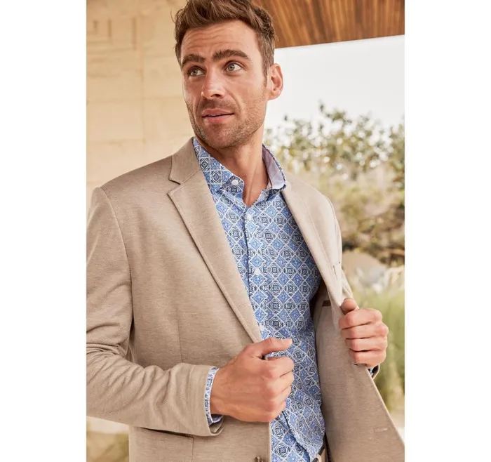 Johnston and Murphy XC Flex Knit Blazer Tan Twill Men Blazers Johnston and Murphy XC Flex Knit Blazer Tan Twill Men Blazers