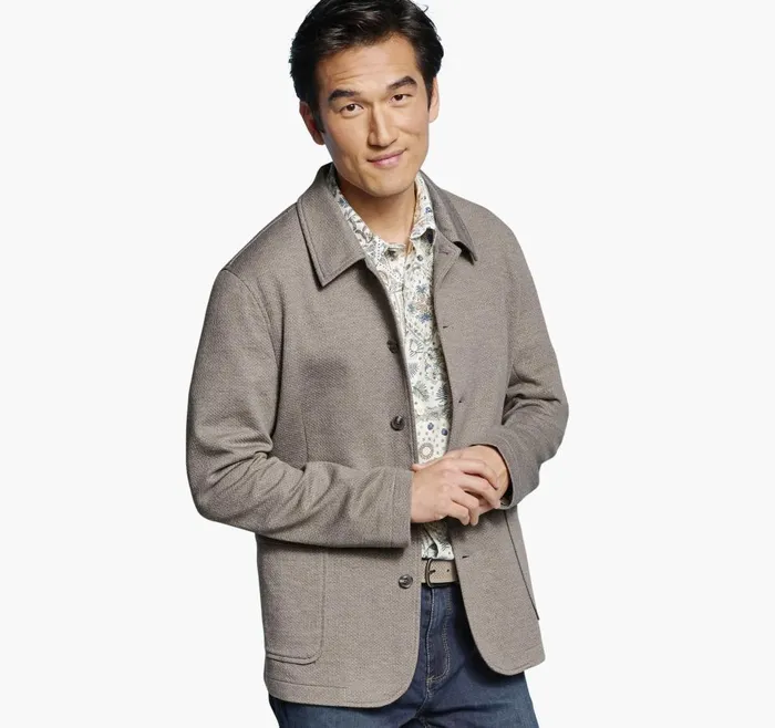 Johnston and Murphy XC Flex Knit FullButton Blazer Tan Men Blazers