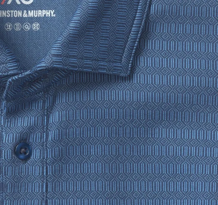 Johnston and Murphy XC4 Jacquard Performance Polo Navyblue Geo Men Polos and Tees Johnston and Murphy XC4 Jacquard Performance Polo Navyblue Geo Men Polos and Tees