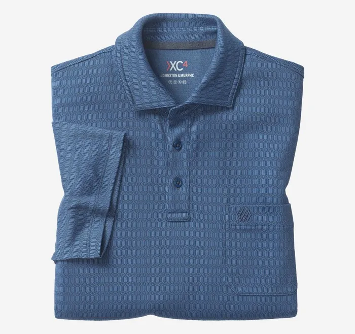 Johnston and Murphy XC4 Jacquard Performance Polo Navyblue Geo Men Polos and Tees Johnston and Murphy XC4 Jacquard Performance Polo Navyblue Geo Men Polos and Tees
