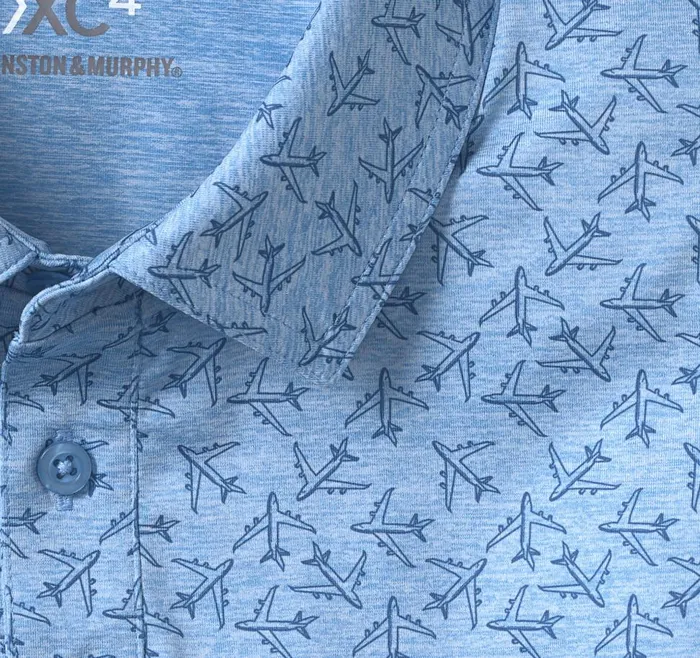 Johnston and Murphy XC4 Performance Polo Blue Tonal Airplane Men Polos and Tees Johnston and Murphy XC4 Performance Polo Blue Tonal Airplane Men Polos and Tees