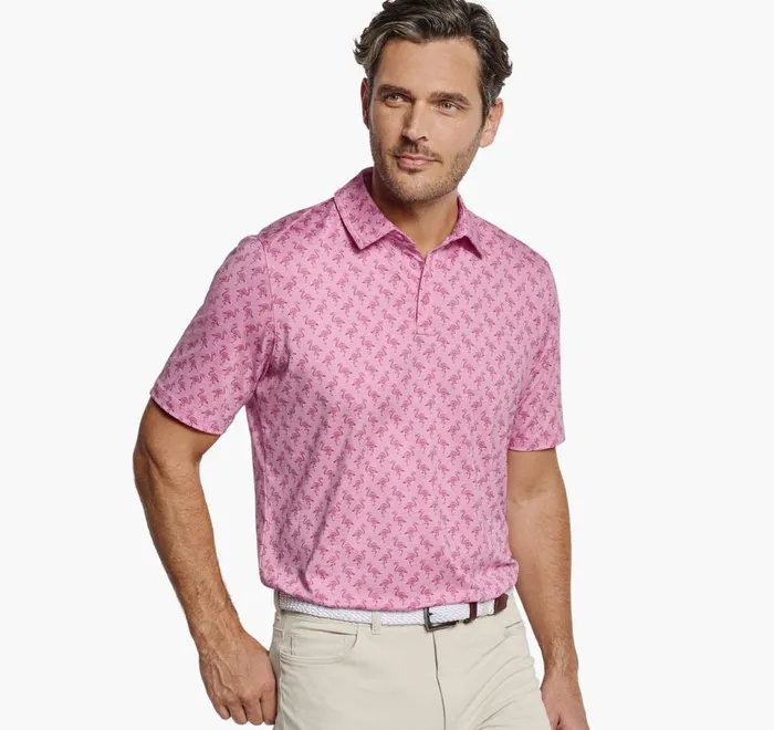 Johnston and Murphy XC4 Performance Polo Pink Tonal Flamingo Men Polos and Tees